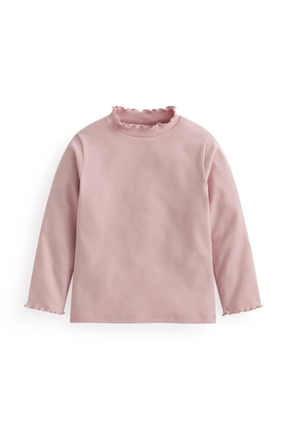 Girls Ruffle Mock Turtleneck Long Sleeve Shirts Cotton Basic Tee Soft Comfort Blouses Tops
