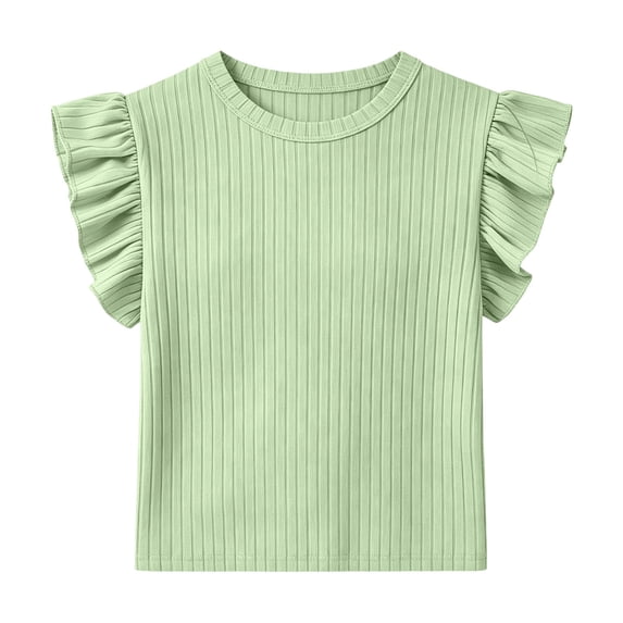 Posijego Girls Ruffled Tank Tops Crew Neck Casual Sleeveless Tank Shirts Summer Loose Cute Shirts for Toddler Girls