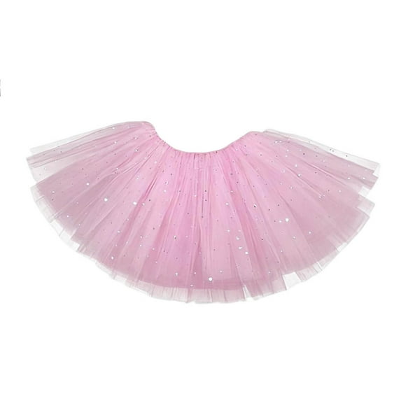 Posijego Girls Sequin Tulle Skirts Elastic Waist Ruffle Tiered Dance Skirt Cute Princess Skirt for Little Girls