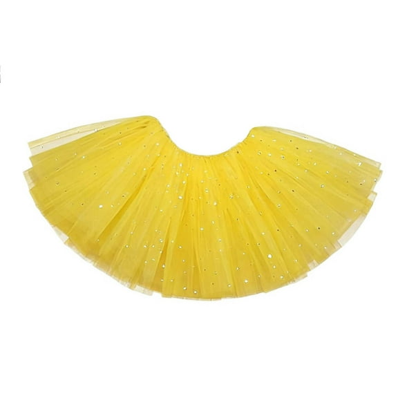 Posijego Girls Sequin Tulle Skirts Elastic Waist Ruffle Tiered Dance Skirt Cute Princess Skirt for Little Girls