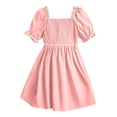 thumbnail image 1 of Posijego Girls Summer Dress Puff Short Sleeve Elastic Smocked Waist Casual Mini Dress Beach Sundress for Girls, 1 of 6