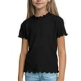 thumbnail image 1 of Posijego Girls Summer Tops Ribbed Short Sleeve Ruffle Crewneck Casual Shirts Stretchy Comfort Tees for Little Girls, 1 of 5