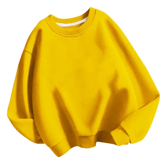 Posijego Girls Sweatshirts Solid Color Crew Neck Long Sleeve Pullover Tops Fall Winter Casual Sweatshirt
