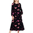 thumbnail image 1 of Posijego Girls Valentines Day Dresses 4-15 Years Heart Print Maxi Dress Spring Fall Long Sleeve Tiered Dress for Girls, 1 of 6