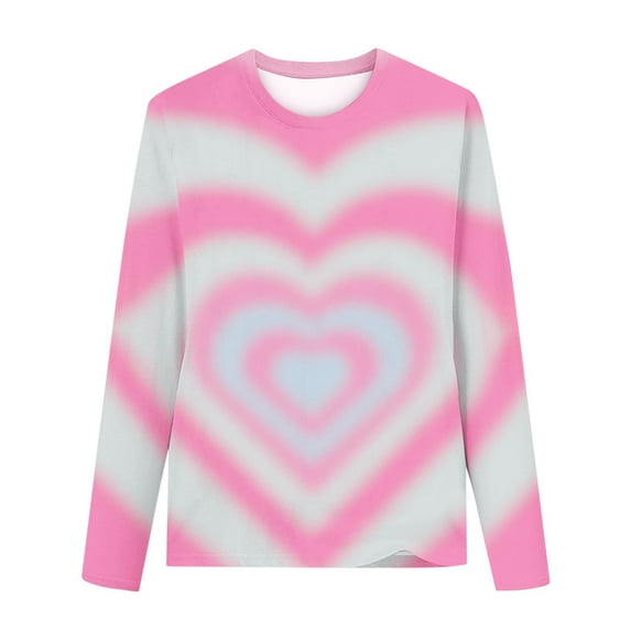 Posijego Girls Valentines Day Shirt Heart Graphic Long Sleeve T-Shirts for Little Girls Basic Tee Tops