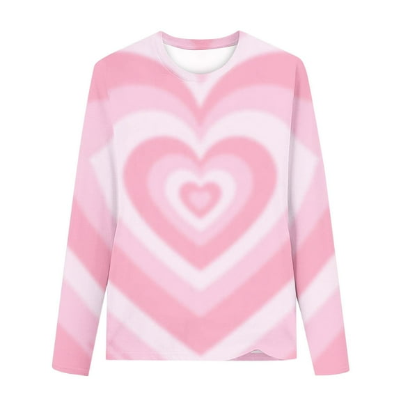 Posijego Girls Valentines Day Shirt Heart Graphic Long Sleeve T-Shirts for Little Girls Basic Tee Tops