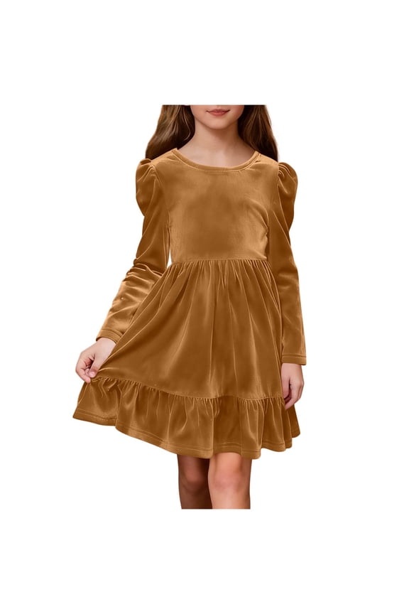Girls Velvet Dress for Christmas Party Big Girls Long Sleeve Bow Back Dress Vintage Princess Dresses