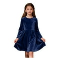 thumbnail image 1 of Posijego Girls Velvet Long Sleeve Dress Solid Color Vintage Velour Party Christmas Evening Flowy Dresses for Girls, 1 of 7