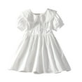 thumbnail image 1 of Posijego Girls White Dress Cotton Puff Short Sleeve A-Line Dresses Toddler Girls Summer Casual Sundresses, 1 of 7