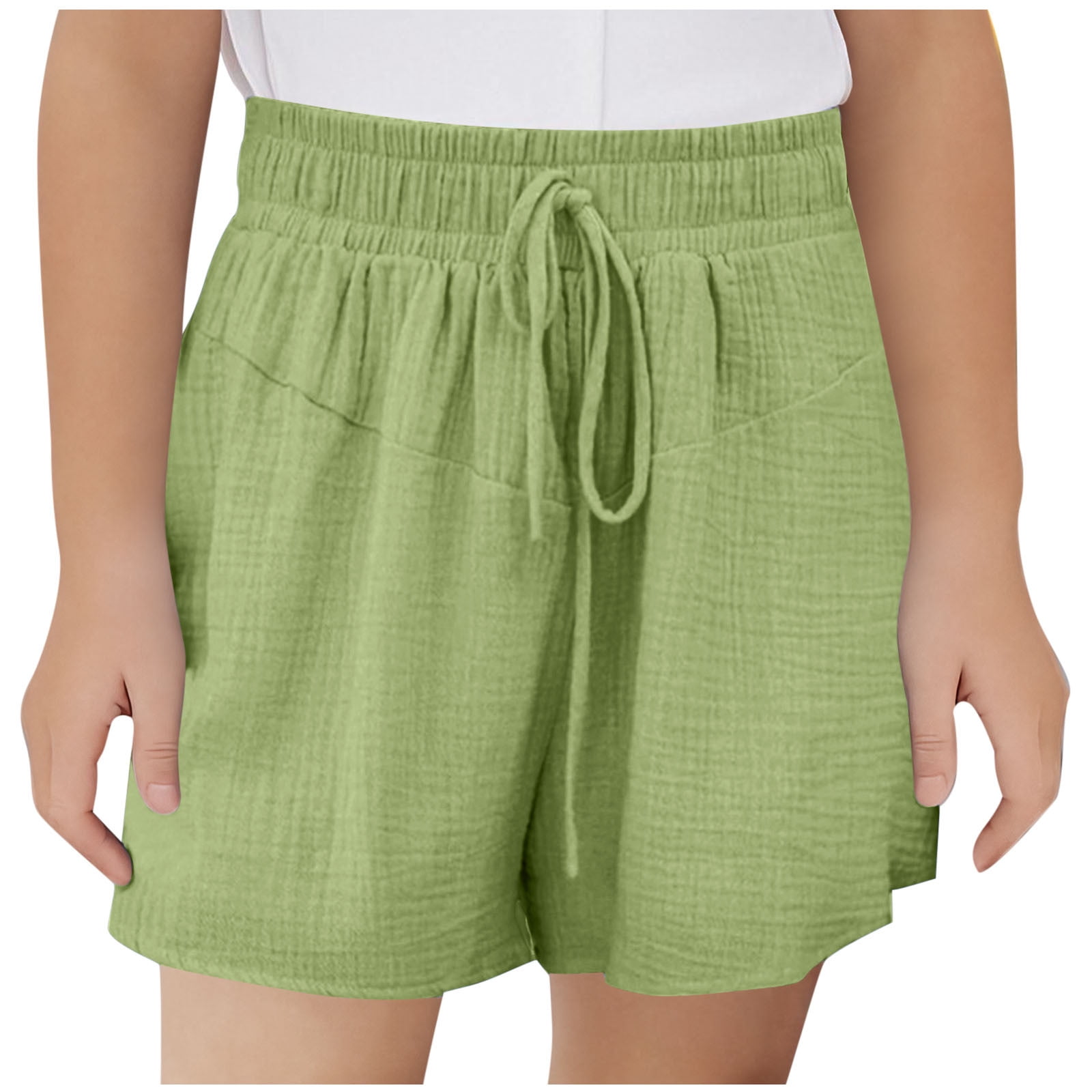 Posijego 3-14T Girls Linen Shorts Kids Casual Shorts Elastic