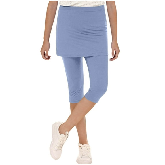 Posijego Girls Yoga Leggings with Skirt High Waist Tennis Skorts Soft Dance Capri Leggings 5-16 Years
