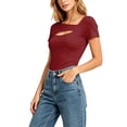 thumbnail image 1 of Posijego Going out Tops for Women Crewneck Short Sleeve Summer Slim Classic T-Shirts Trendy Casual Shirts for Women, 1 of 7