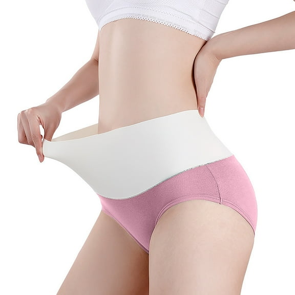 Posijego High Waist Cotton Underwear Seamless Full Coverage Panties Color Block Plus Size Briefs for Women