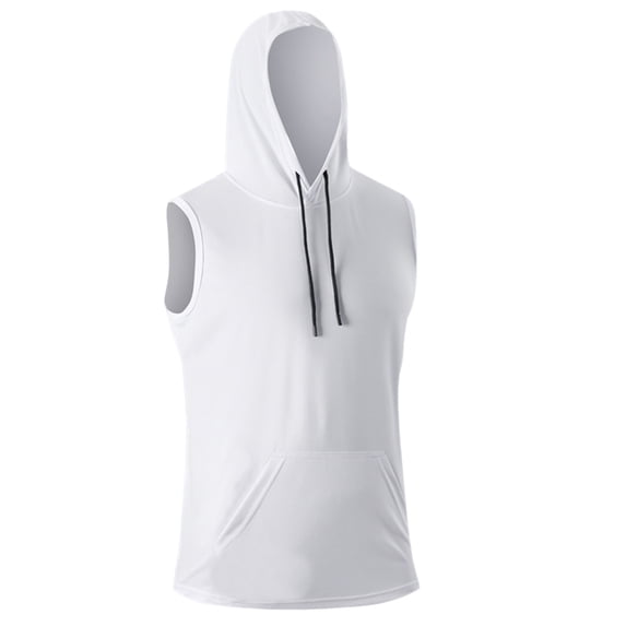 Posijego Hooded Tank Tops for Men Athletic Tank Shirts Adjustable Drawstring Sleeveless Tee Slim Basic Tank Activewear