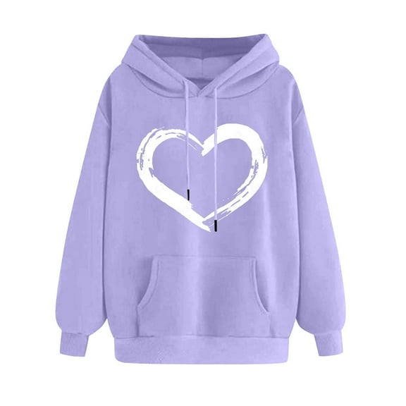 Posijego Hoodie for Women Spring 2025 Sweatshirts Hooded Long Sleeve Heart Graphic Printed Pullover Tops