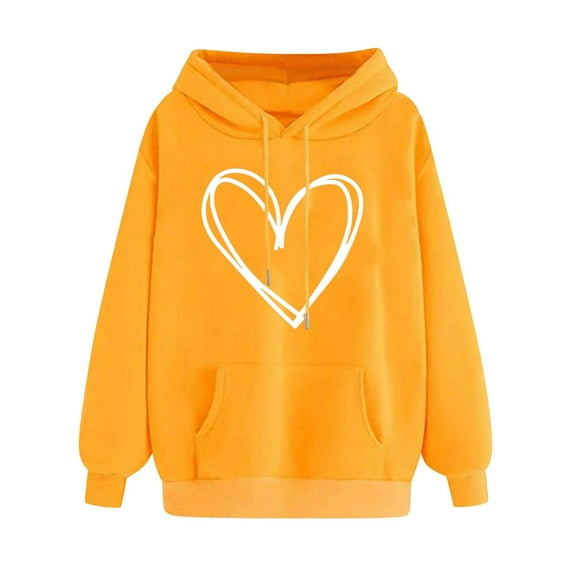 Posijego Hoodie for Women Spring 2025 Sweatshirts Hooded Long Sleeve Heart Graphic Printed Pullover Tops