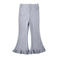 thumbnail image 1 of Posijego Kids Baby Girls Bell Bottom Pants Stretchy Ruffle Flare Pants Solid Color Ribbed Knit Leggings Trouser, 1 of 7