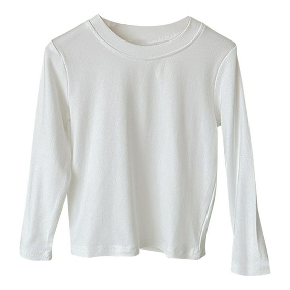 Posijego Kids Baby Girls Boys Long Sleeve Shirts Cotton Basic Fall Winter Tees Solid Color Tops for Toddler