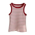 thumbnail image 1 of Posijego Kids Baby Girls Ribbed Tank Top Striped Crew Neck Sleeveless Summer Undershirts Shirts for Toddler Girls, 1 of 5