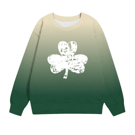 Posijego Kids Boys Girls Clover Sweatshirts St Patrick's Day Pullover Spring Tops Casual Sweatshirt