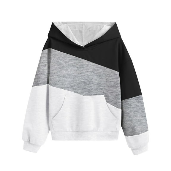 Posijego Kids Boys Girls Hoodie Color Block Hooded Sweatshirts with Pocket Spring Clothes Casual Tops