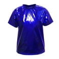 thumbnail image 1 of Posijego Kids Boys Girls Metallic Short Sleeve Shirts Shiny Party Performance Tops Size 3-16 Years, 1 of 2