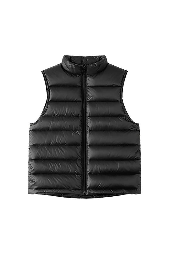 Kids Boys Girls Puffer Vest Full Zipper Stand Collar Sleeveless Lightweight Quilted Coats 4-16T