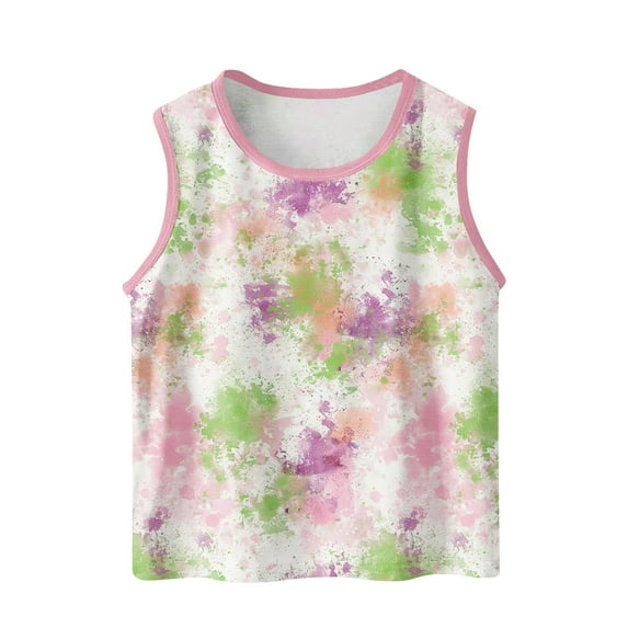 Posijego Kids Boys Girls Tie Dye Tank Top Toddler Sleeveless Shirts Summer Casual Beach Vacation Tank Tees