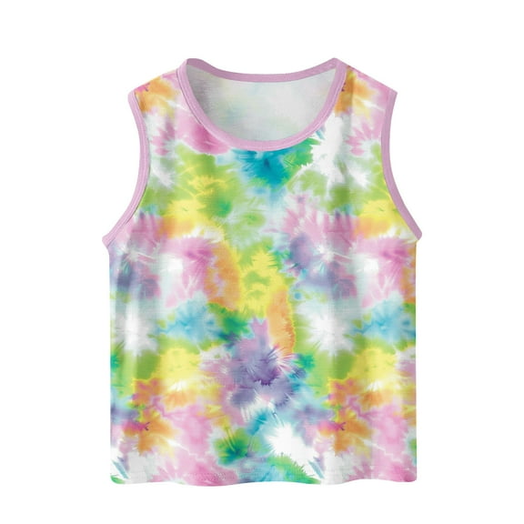 Posijego Kids Boys Girls Tie Dye Tank Top Toddler Sleeveless Shirts Summer Casual Beach Vacation Tank Tees