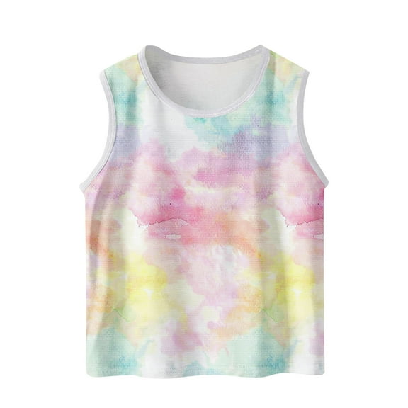 Posijego Kids Boys Girls Tie Dye Tank Top Toddler Sleeveless Shirts Summer Casual Beach Vacation Tank Tees