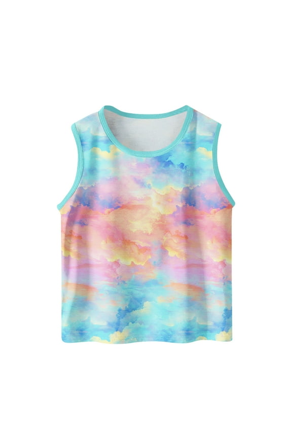 Kids Boys Girls Tie Dye Tank Top Toddler Sleeveless Shirts Summer Casual Beach Vacation Tank Tees