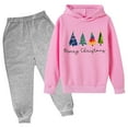 thumbnail image 1 of Posijego Kids Christmas Outfit 2 Piece Hooded Sweatshirt and Jogger Pants Sweatsuits Set for Girls Boys, 1 of 2