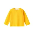 thumbnail image 1 of Posijego Kids Cotton T-Shirts Plain Long Sleeve Shirt for Girls Boys Crew Neck Basic Tee Tops Undershirts, 1 of 5