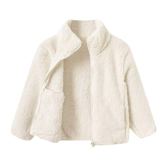 Posijego Kids Fleece Jacket with Pockets Boys Girls Winter Fuzzy Coat Zip up Long Sleeve Outerwear Coats