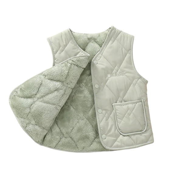 Posijego Kids Fleece Lined Vests Girls Boys Puffer Vest Jacket Fuzzy Warm Sleeveless Vest Outerwear with Pockets