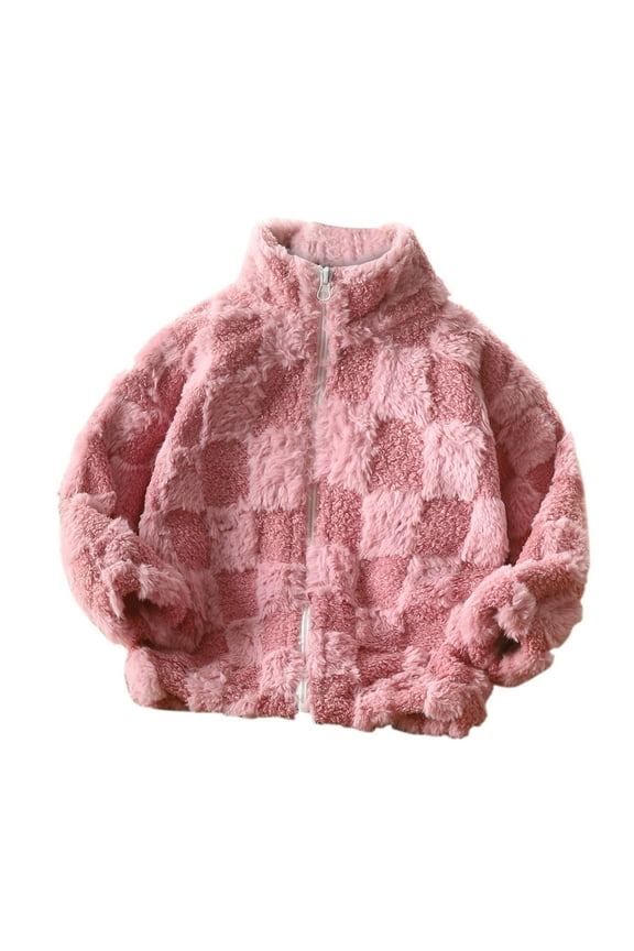 Kids Girls Boys Fleece Jackets Full Zip Casual Coats Spring Fall Sherpa Outerwear for Toddler