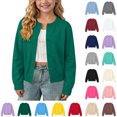thumbnail image 1 of Posijego Kids Girls Cardigan Sweaters Uniform Tops Lightweight Cardigans Knit Long Sleeve Open Front School Uniform Sweaters, 1 of 7
