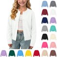 thumbnail image 1 of Posijego Kids Girls Cardigan Sweaters Uniform Tops Lightweight Cardigans Knit Long Sleeve Open Front School Uniform Sweaters, 1 of 7