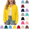 thumbnail image 1 of Posijego Kids Girls Cardigan Sweaters Uniform Tops Lightweight Cardigans Knit Long Sleeve Open Front School Uniform Sweaters, 1 of 7