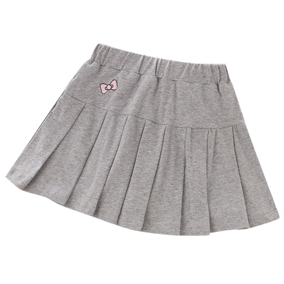 Posijego Kids Girls Pleated Skirts Built-In Shorts Elastic Waist Bowknot A-Line School Uniform Skirts for Little Girl