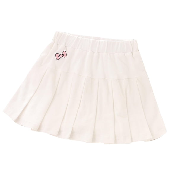 Posijego Kids Girls Pleated Skirts Built-In Shorts Elastic Waist Bowknot A-Line School Uniform Skirts for Little Girl