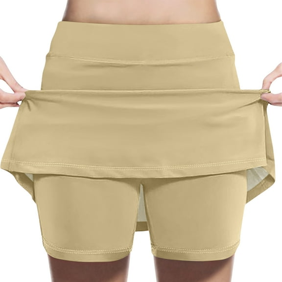 Posijego Kids Girls Tennis Skorts Built-In Shorts High Waisted Athletic Running Skirt Summer Sports Skirts Activewear