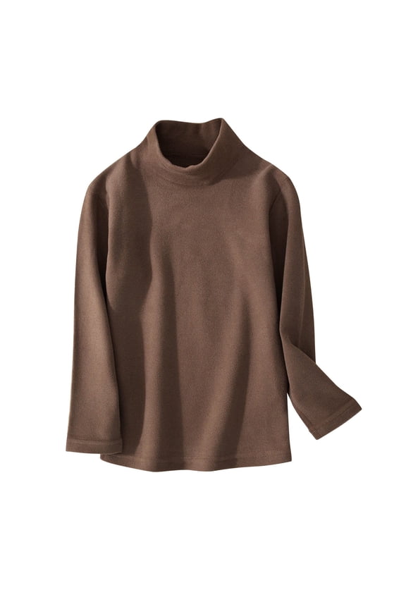 Kids Shirts Cotton Turtleneck Long Sleeve T-Shirt Solid Color Basic Tee Tops Bottoms for Boys Girls