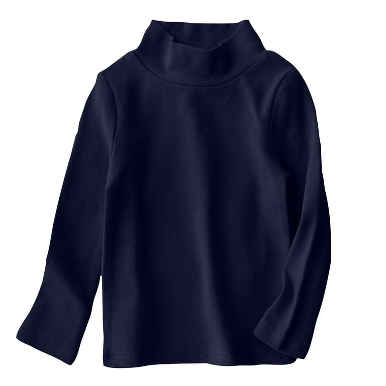 Posijego Kids Shirts Cotton Turtleneck Long Sleeve T Shirt Solid Color Basic Tee Tops Bottoms for Boys Girls Walmart