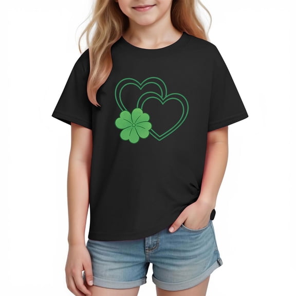 Posijego Kids St Patrick's Day Shirts Toddler Boys Girls Cotton Short Sleeve Clover Graphic T-Shirts Summer Tops
