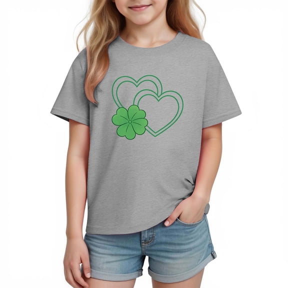 Posijego Kids St Patrick's Day Shirts Toddler Boys Girls Cotton Short Sleeve Clover Graphic T-Shirts Summer Tops