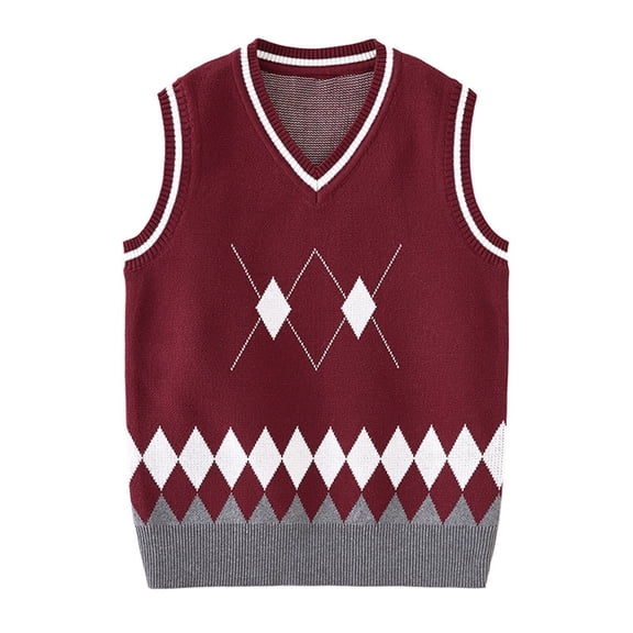 Posijego Kids Sweater Vest Uniform Tops Boys Girls V Neck Knit Pullover Sleeveless Sweater Vests School Uniforms