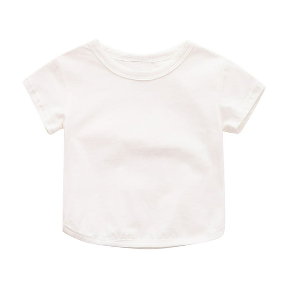 Posijego Kids T-Shirts Toddler Girls Boys Short Sleeve Plain Basic Tee Baby Cotton Shirts Summer Clothes