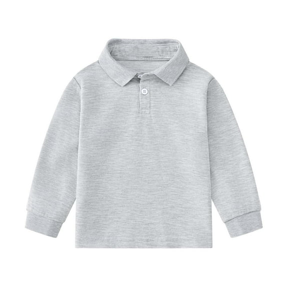 Posijego Kids Toddler Cotton Shirts Boys Girls Long Sleeve Button up Blouses Solid Color Casual Shirts