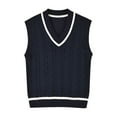 thumbnail image 1 of Posijego Kids Toddler V Neck Sweater Vest School Uniform Sleeveless Cable Knit Pullover Tank Tops Boys Girls, 1 of 2